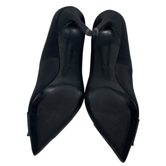 Mango Satin Pointed Toe Heel Pump with Buckle Black Size 37/ 6.5 - Picture 11 of 13